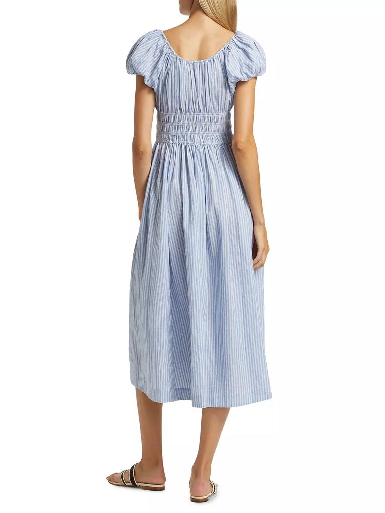 DÔEN Quinn Striped Cotton Scoopneck Midi-Dress 5