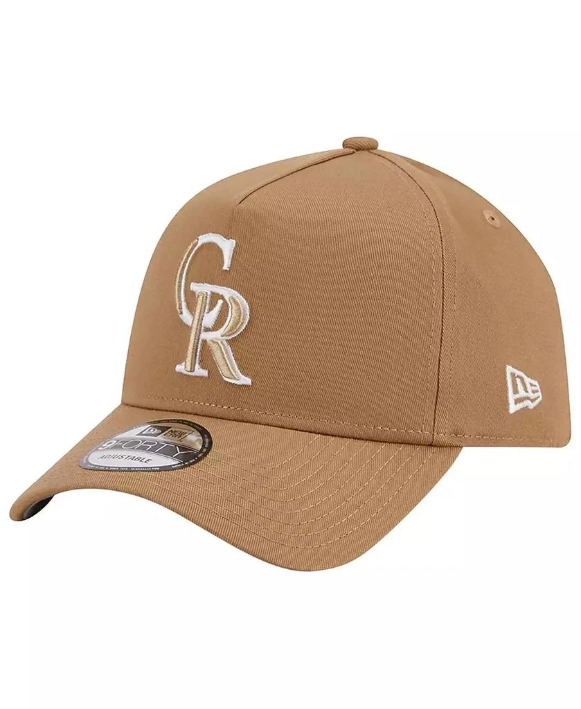 New Era Men's Khaki Colorado Rockies A-Frame 9FORTY Adjustable Hat 1
