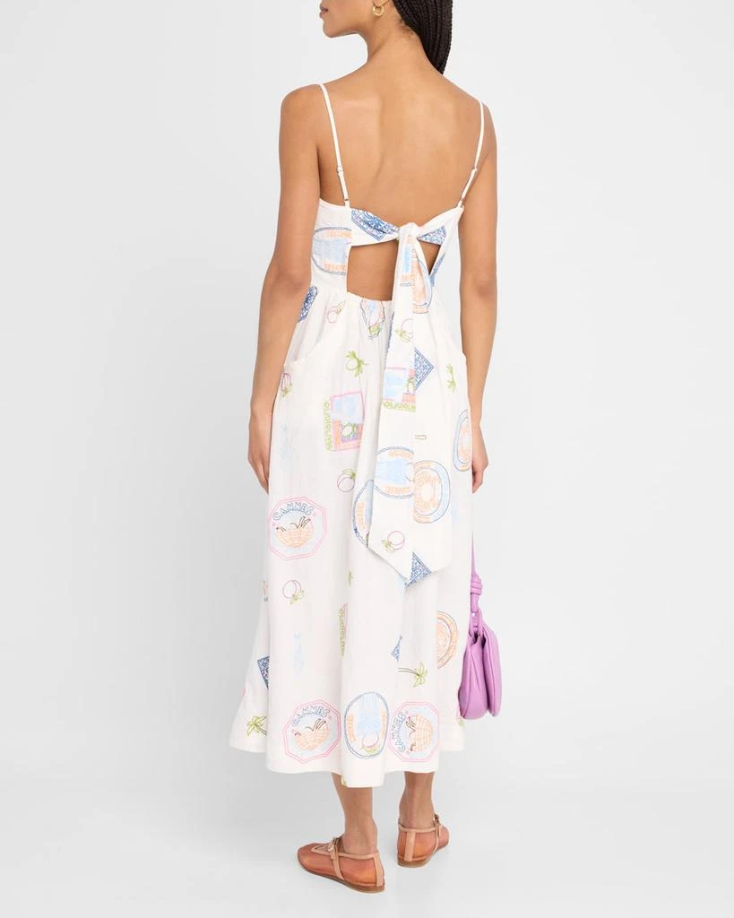 Damson Madder Peaches Embroidered Apron Midi Dress 3