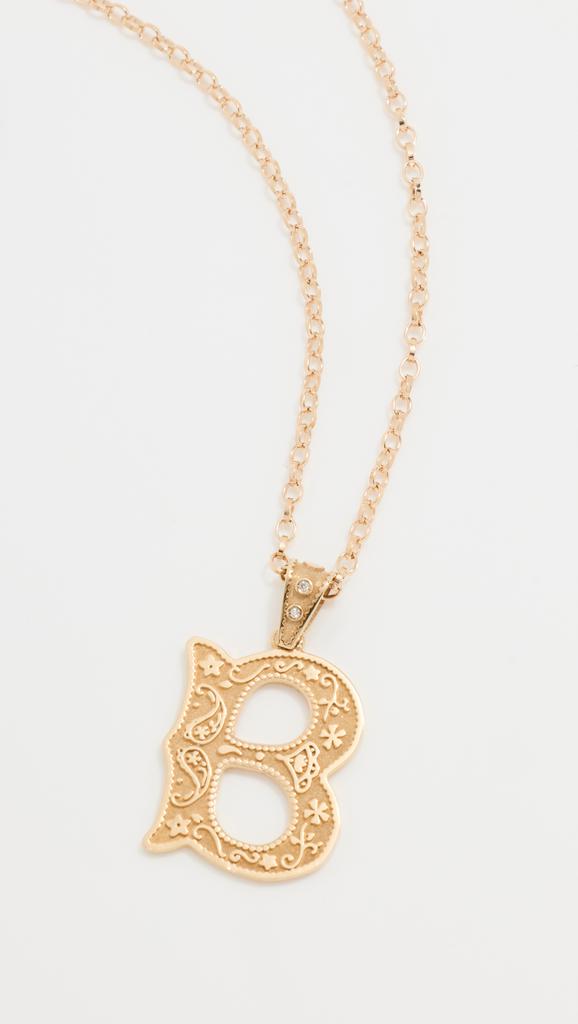 Marlo Laz 14k Small Southwestern Initial Charm 1.8 Rolo Chain For Charm  B
