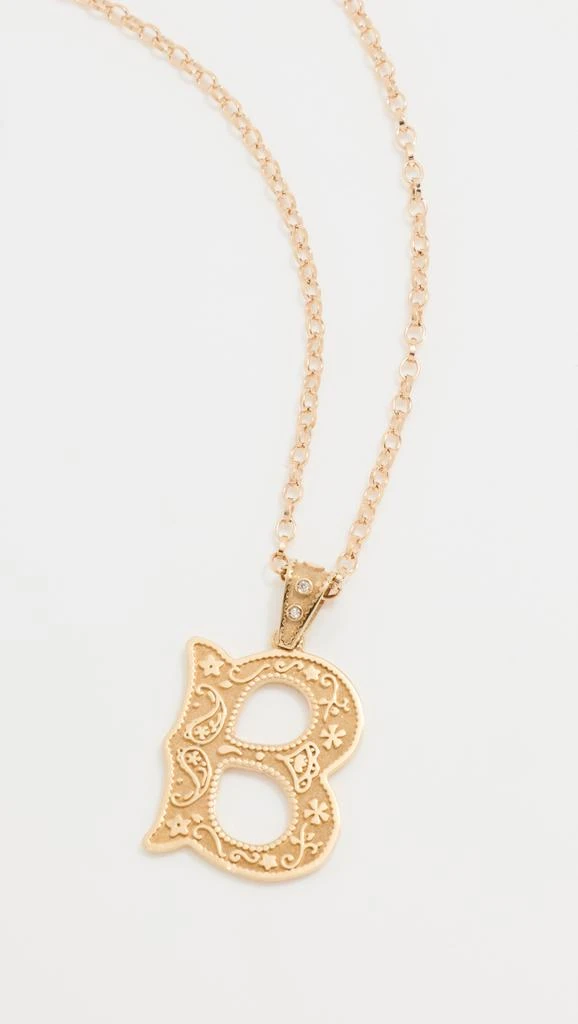 Marlo Laz 14k Small Southwestern Initial Charm 1.8 Rolo Chain For Charm  B 1