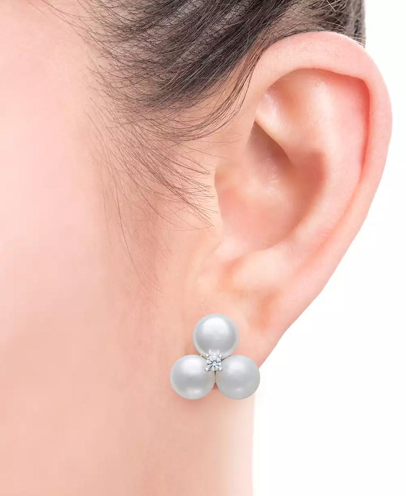 Belle de Mer Cultured Freshwater Button Pearl (6-7mm) & Lab-Created Sapphire (1/20 ct. t.w.) Earrings in Sterling Silver