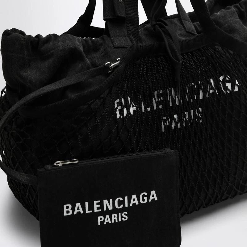 Balenciaga Medium 24/7 tote bag in washed black cotton with mesh 7