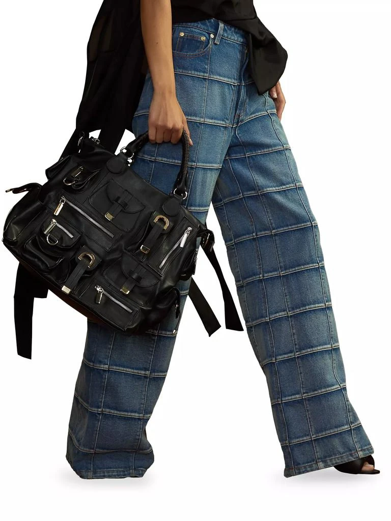 Cynthia Rowley Windowpane Flared High-Rise Jeans 5