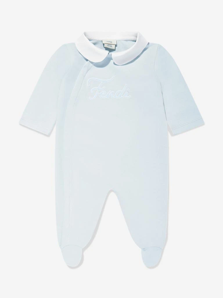 Fendi Baby Boys Logo Babygrow Set in Blue 2