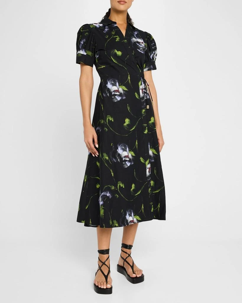 Tanya Taylor Shivon Printed Short-Sleeve Wrap Dress 4