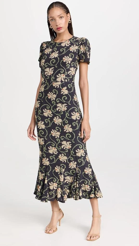Rhode Rhode Women Lulani Black Mosaic Blossom Chiffon Midi Dress 2