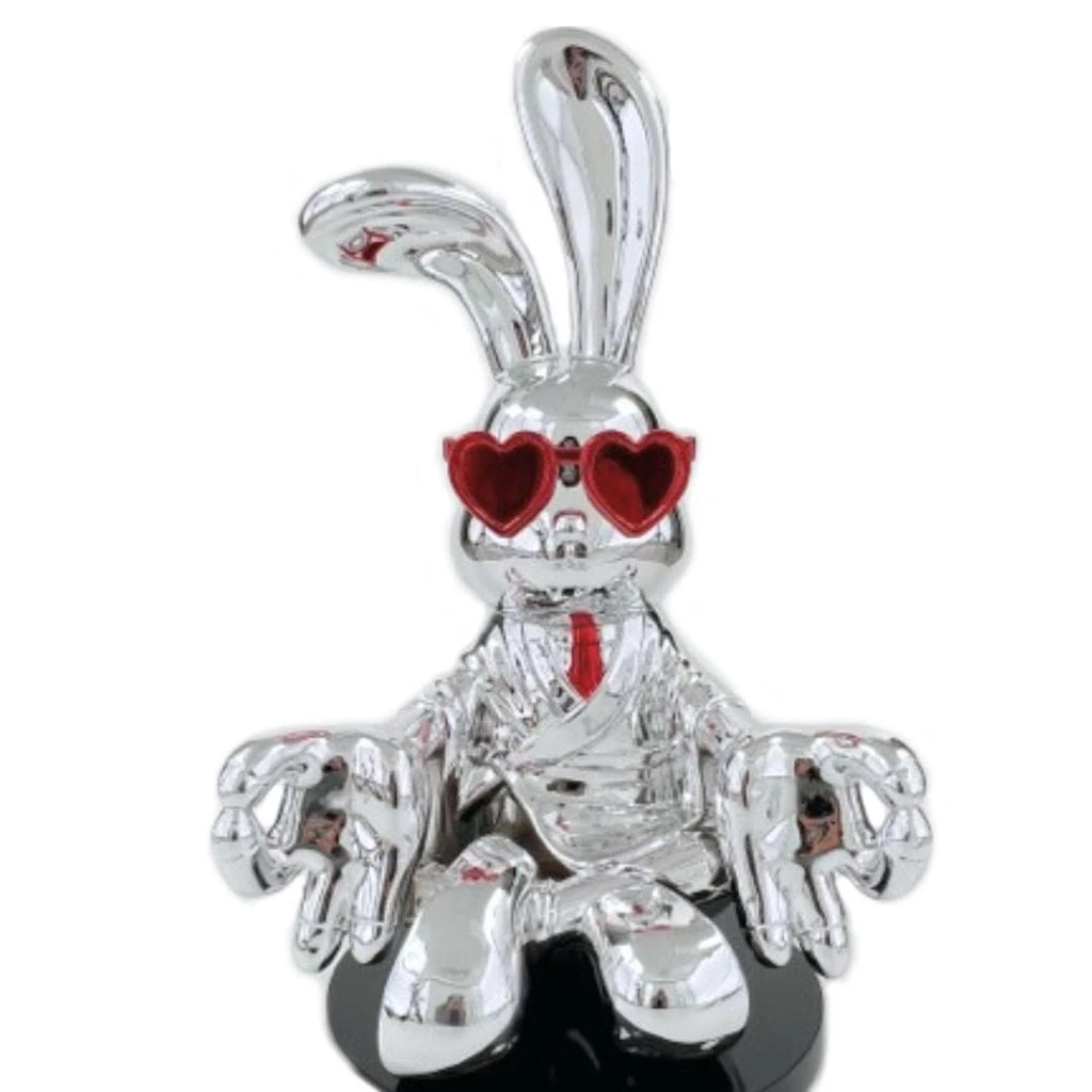 Finesse Decor Sitting Rabbit with Red Tie and Glasses 5