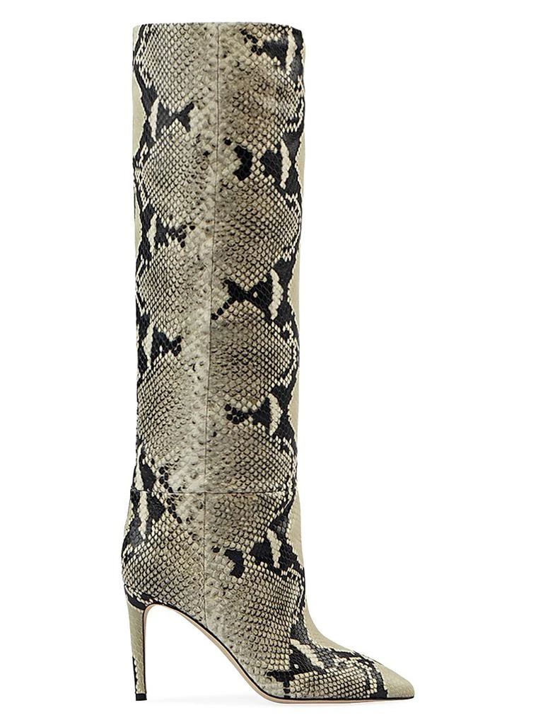 Paris Texas 85MM Snake-Embossed Leather Stiletto Boots 1