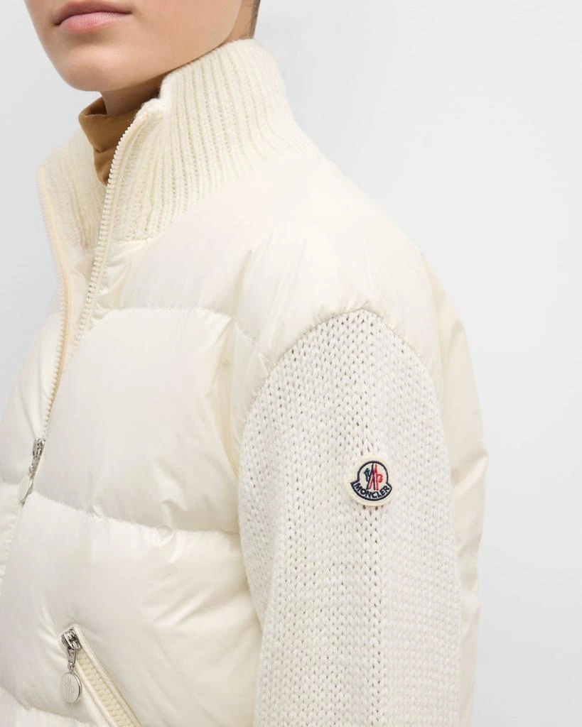 Moncler Wool Puffer Cardigan with Logo Embroidery 5
