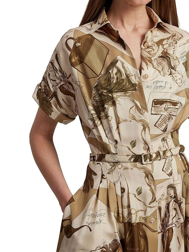 Ralph Lauren Donatella Diary-Print Silk Maxi Shirtdress 6