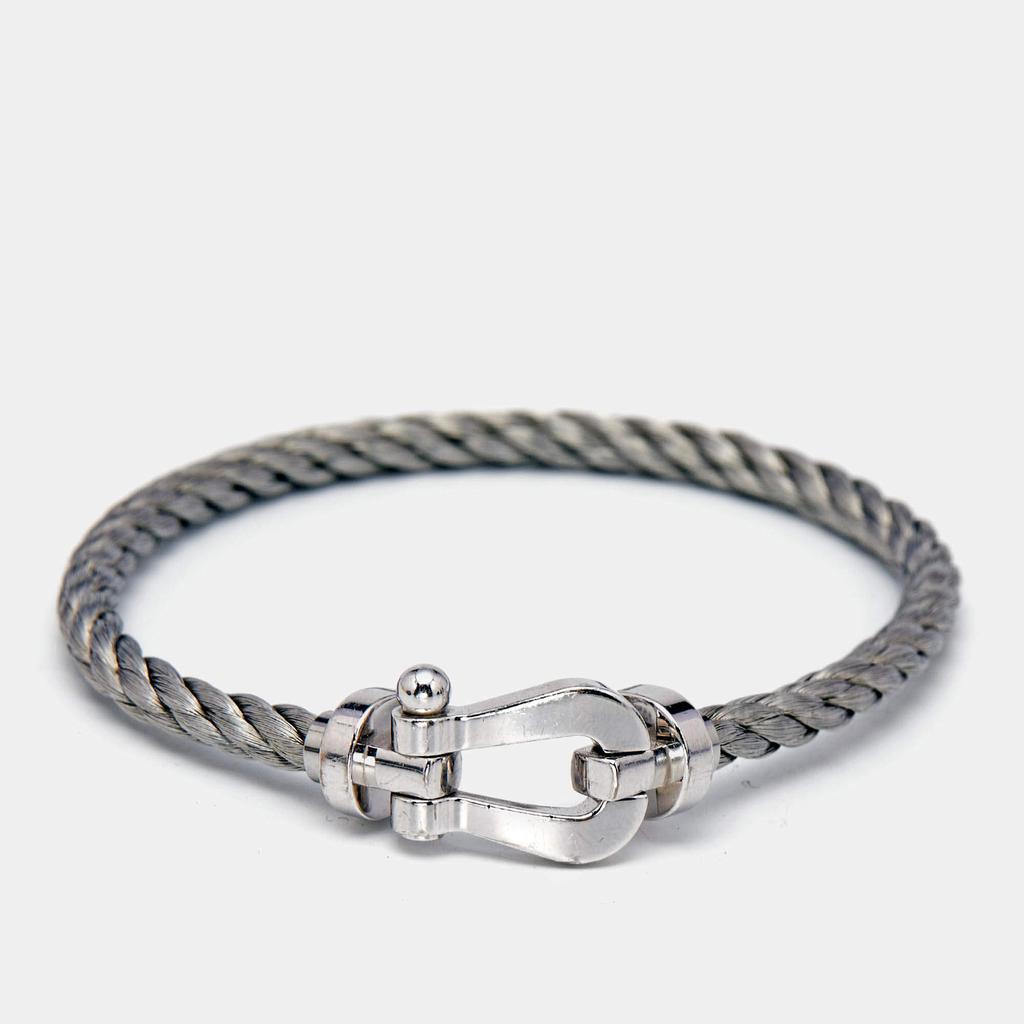 Fred Fred Force 10 18k White Gold Steel Cord Bracelet 18