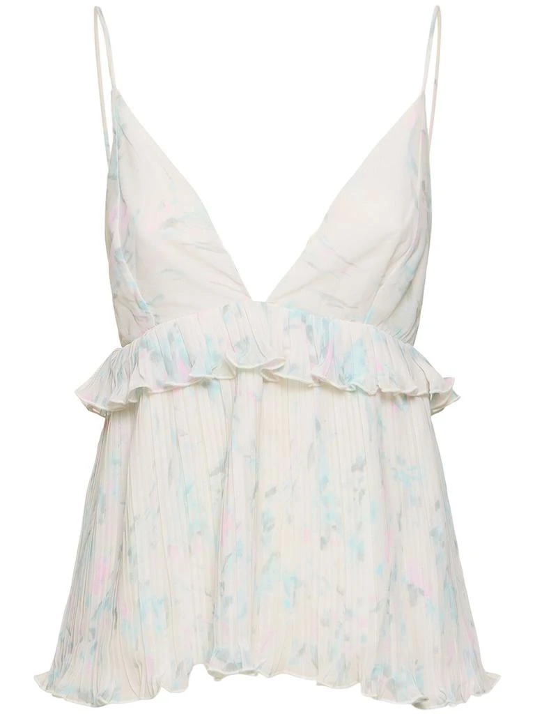 Ganni Pleated Georgette Strap Top 1