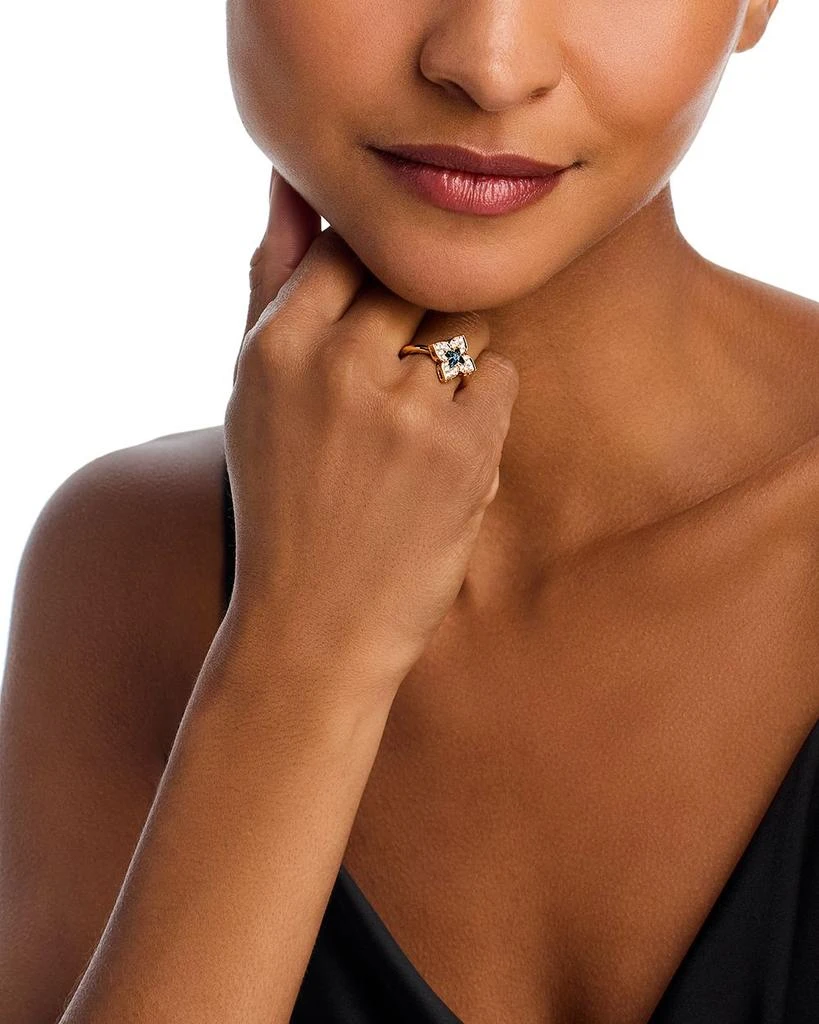 Roberto Coin 18K Rose Gold Venetian Princess Carnival Blue Topaz 
Diamond Flower Ring 2