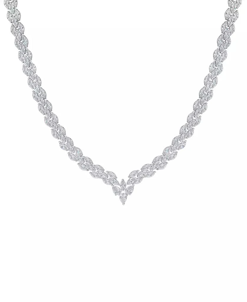 Macy's Fine Silver Plated Cubic Zirconia Marquise V Necklace