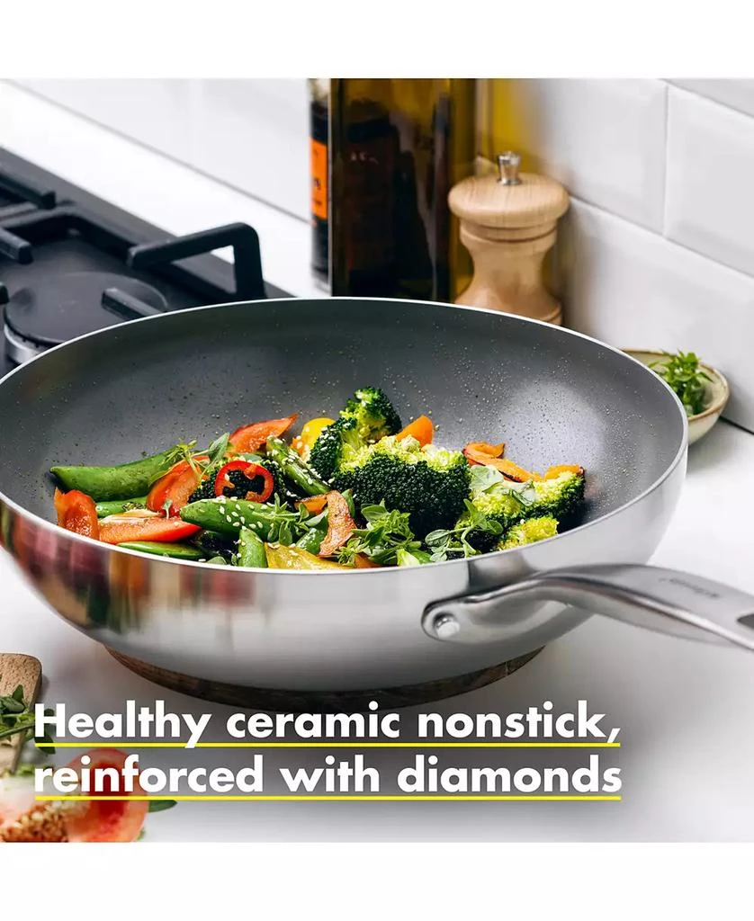 Greenpan Chatham Stainless Ceramic Nonstick Wok, 11" 3