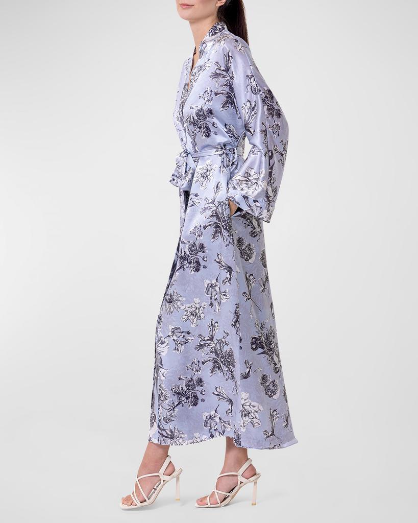 Christine Lingerie Toile Jardin Floral-Print Charmeuse Robe