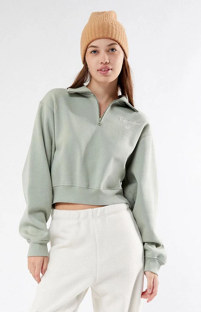 PacSun Switzerland Half Zip Cropped Sweatshirt 1