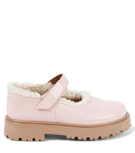 PEPE Faux shearling-trimmed patent leather ballet flats 4