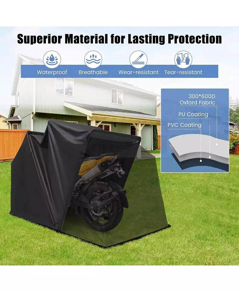 SKONYON Outdoor Motorcycle Shelter Waterproof Motorbike Storage Tent with Cover-Black 10