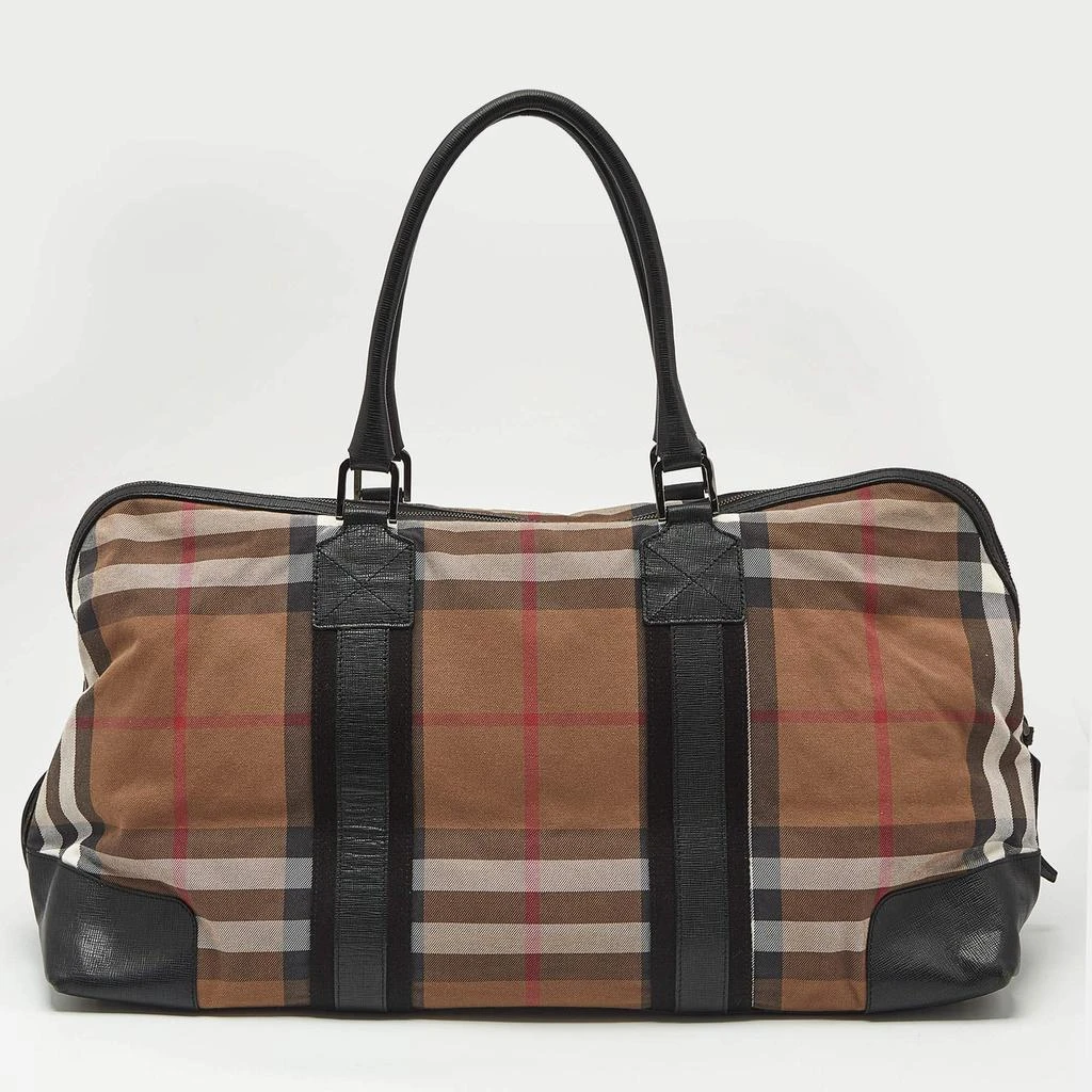 Burberry Burberry Brown/Black House Check Canvas and Leather Duffel Bag 4