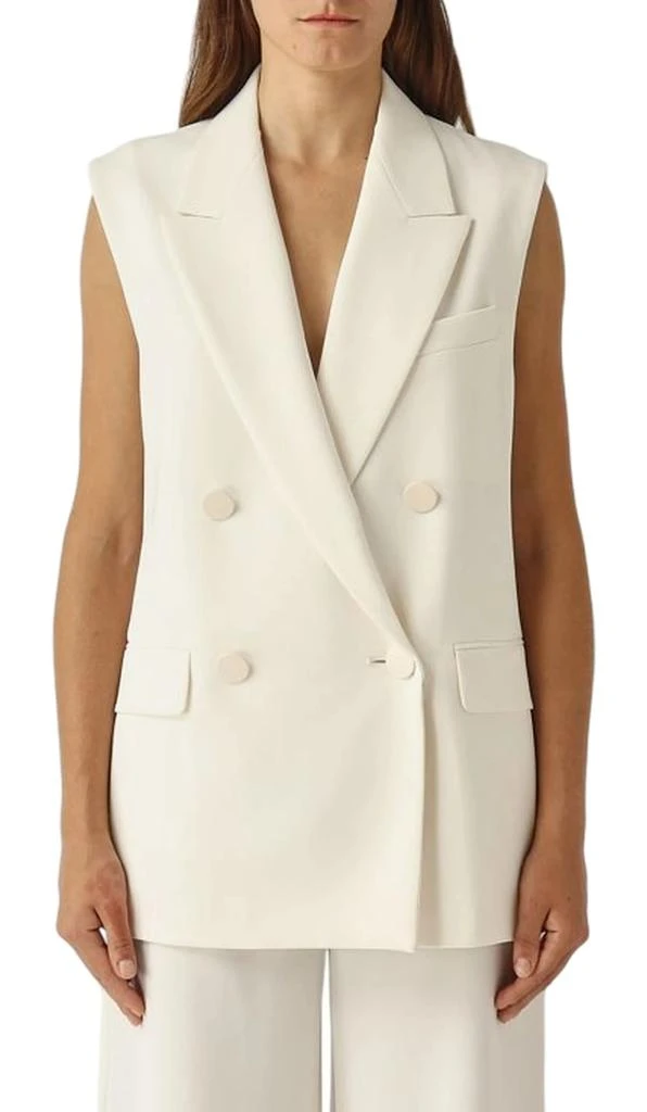 Max Mara Structured Ivory Pomez Jacket With Wide Lapels