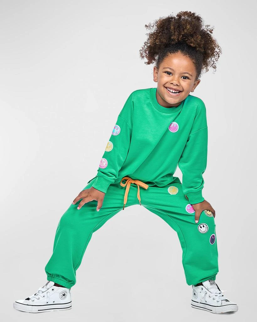 Hannah Banana Girl's Multicolor Happy Face Printed Sweatshirt, Size 4-14 3