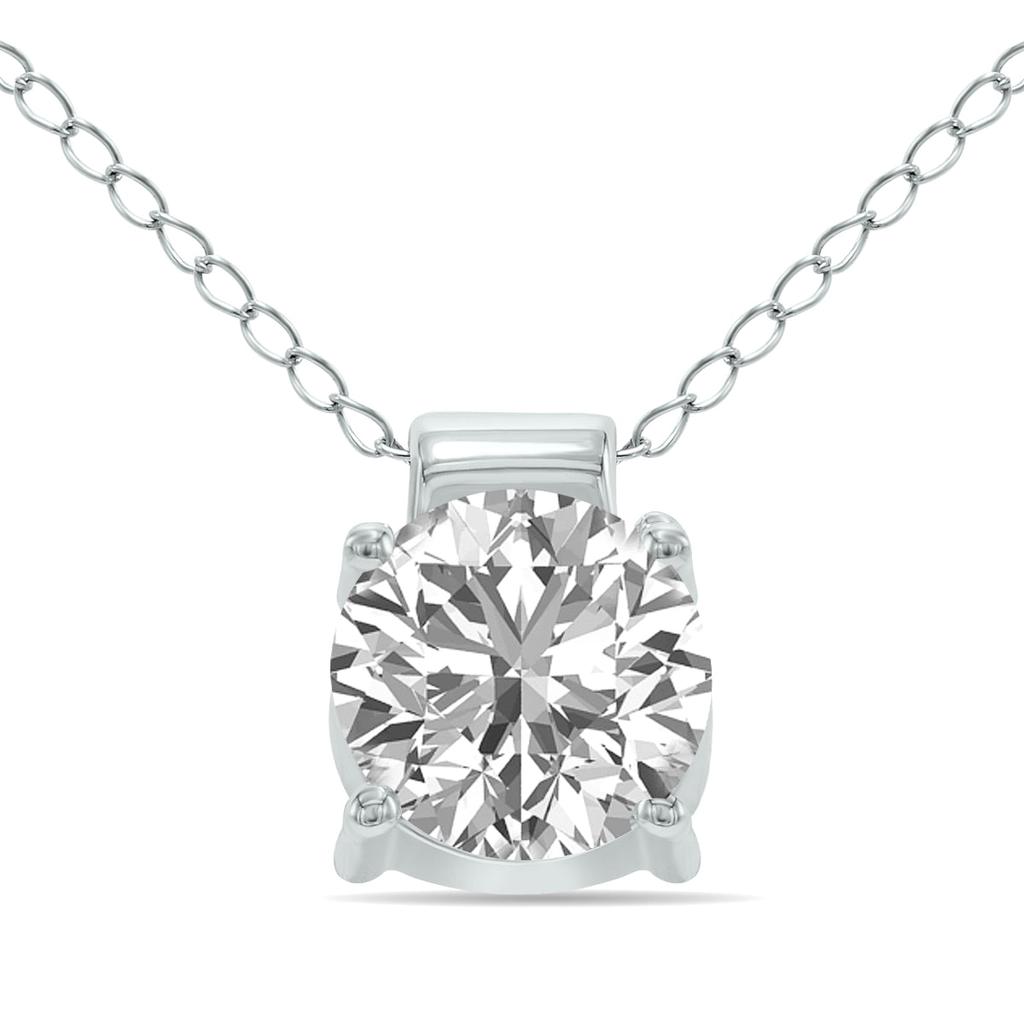 SSELECTS Lab Grown 1 Carat 4 Prong Diamond Solitaire Pendant In 14K White Gold