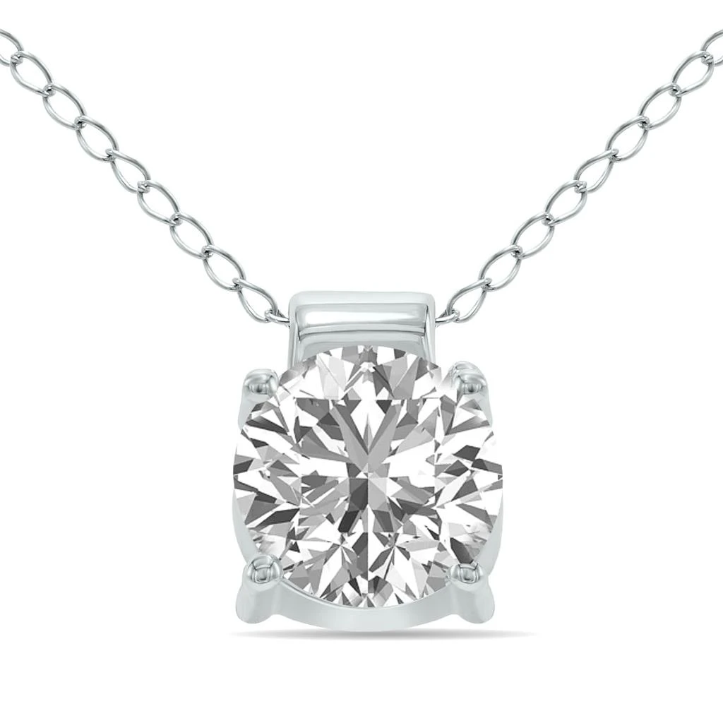 SSELECTS Lab Grown 1 Carat 4 Prong Diamond Solitaire Pendant In 14K White Gold 1