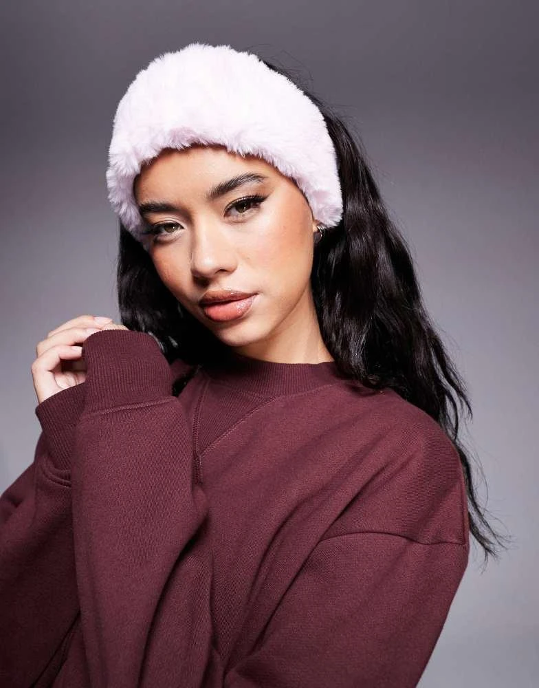 ASOS 4505 Ski faux fur headband in pink 1