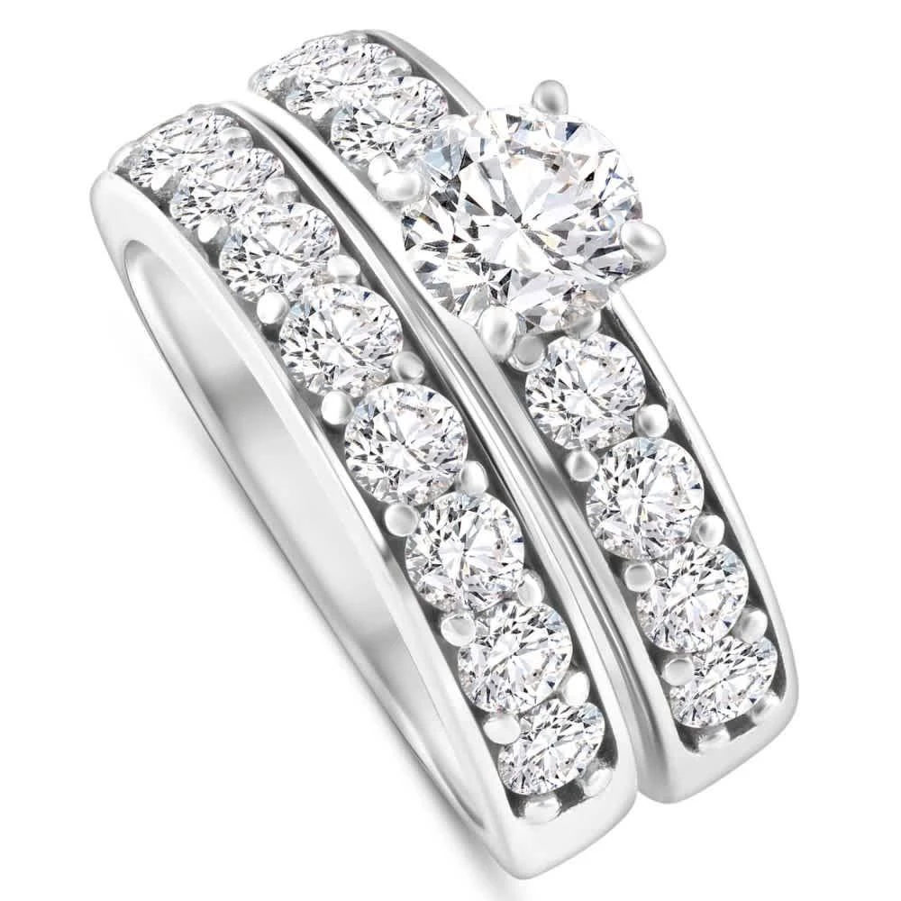 Pompeii3 3Ct TW Diamond Engagement 
Wedding Ring Set 14k White or Yellow Gold