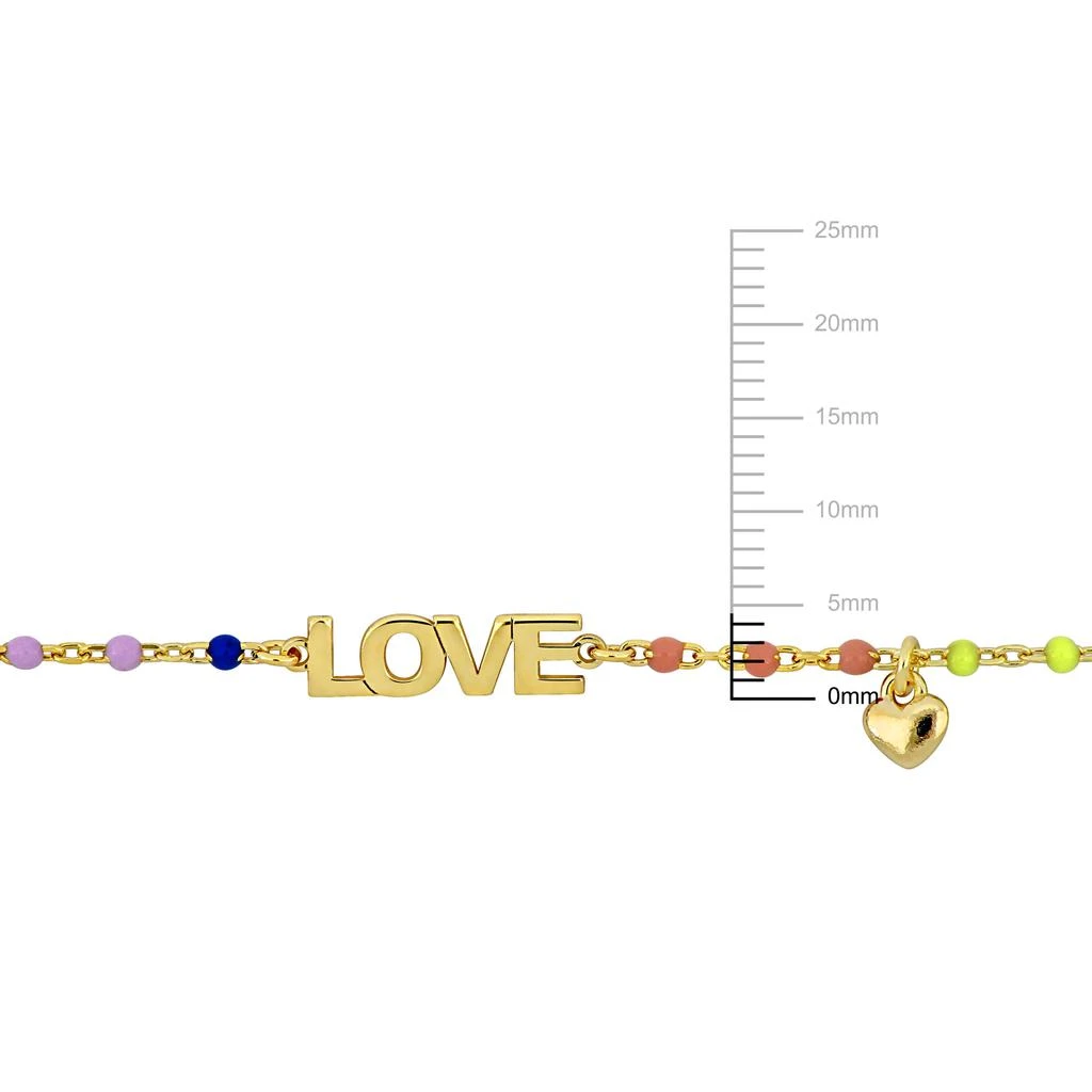 Mimi & Max Multi-Color Enamel LOVE and Heart Charm Bracelet in Yellow Plated Sterling Silver - 6.5+1 in. 3