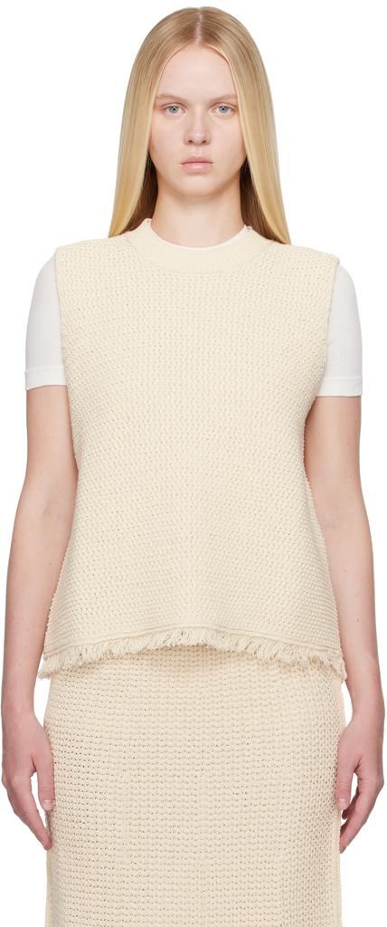 Studio Nicholson Off-White Fray Knit Vest