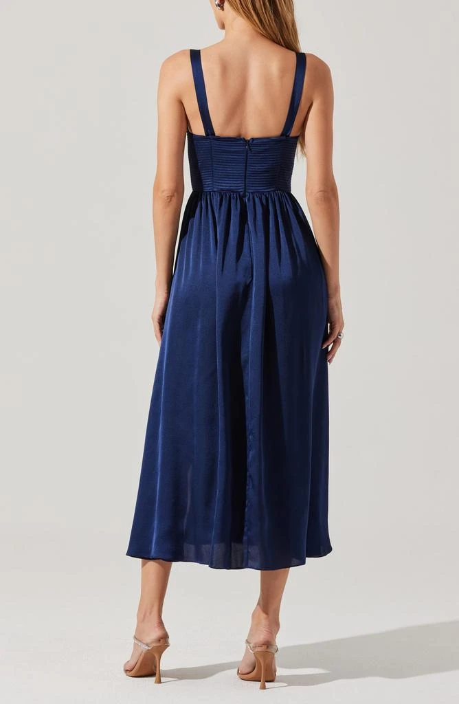 knee length dresses for ladies Pleated Bustier Midi Dress