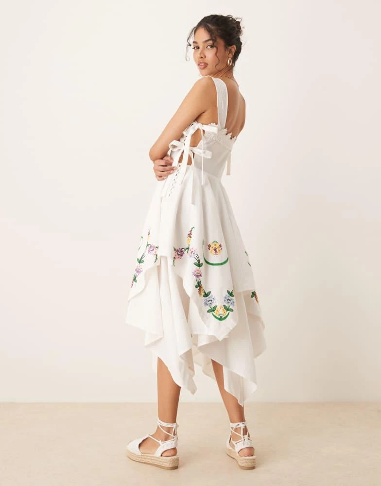 ASOS DESIGN square neck hanky hem midi dress with floral embroidery  On  Sale Now with Up to 60% Off | Discover Exclusive Deals & Savings at  BeyondStyle  Authentic ASOS Home|women