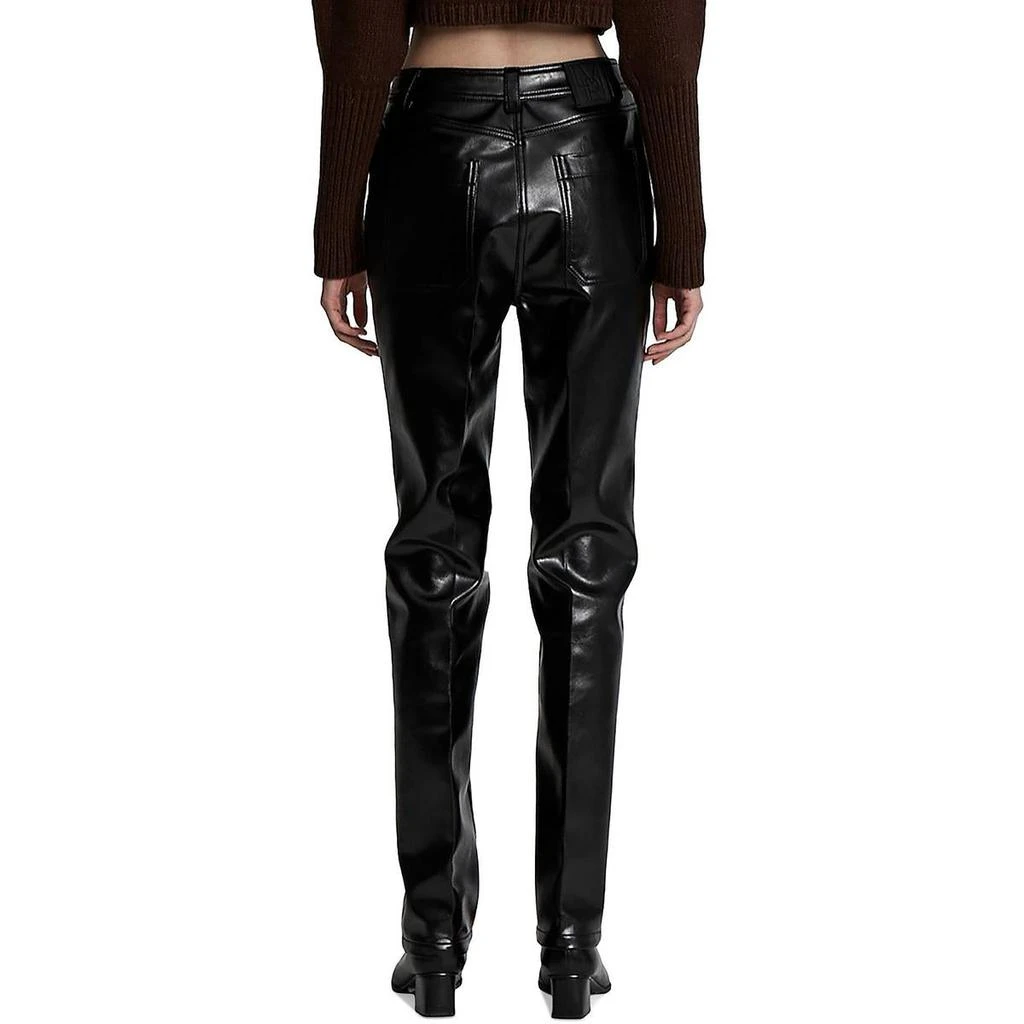 LVIR Womens Faux Leather High Rise Straight Leg Pants 2