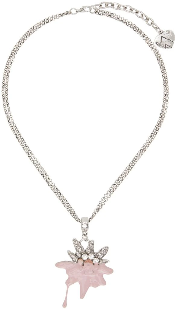 Ottolinger Silver & Pink Dipped Edelweiss Necklace 1