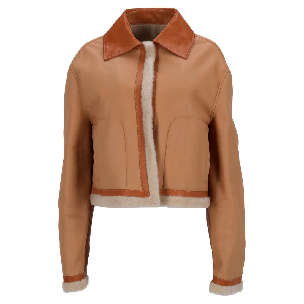 Jil Sander Fur Trim Jacket in Brown Leather 1