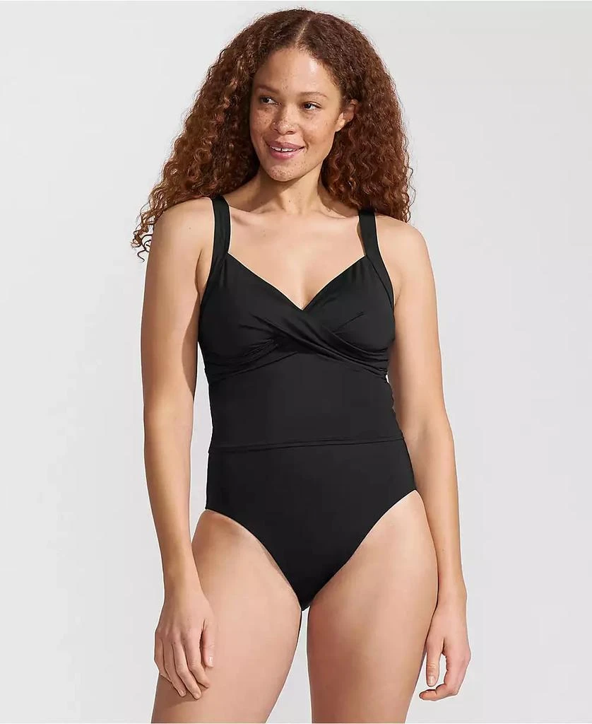 Lands' End Women's DDD-Cup V-Neck Wrap Midkini Top 1