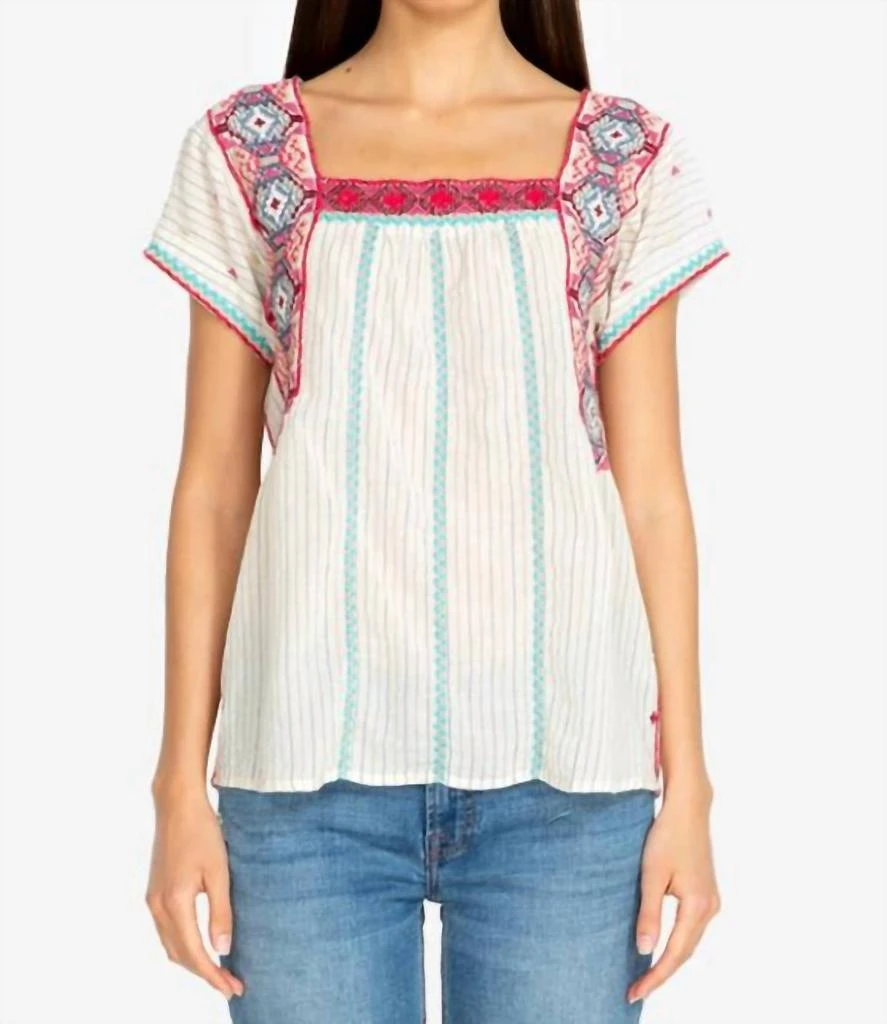 Johnny Was Kaya Crop Peasant Top In Sti 1