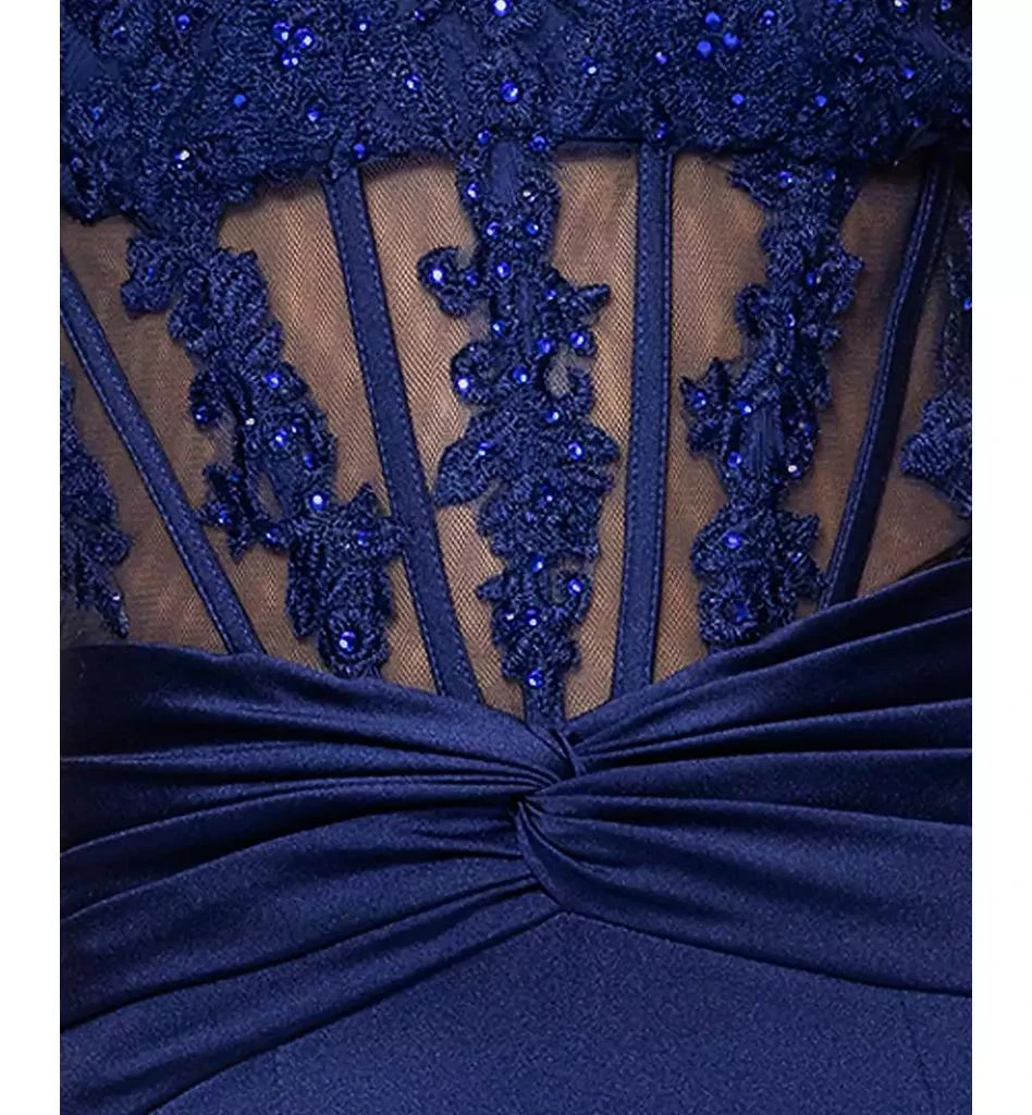 Blondie Nites Juniors' Embroidered Corset Trumpet Gown 5