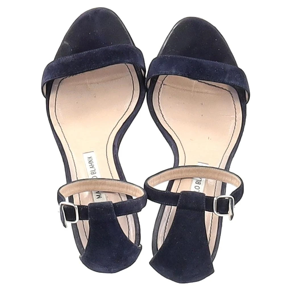 Manolo Blahnik Chaos Ankle Strap Sandals in Navy Blue Suede 2