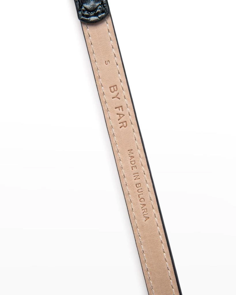 by FAR Vic Croc-Embossed Leather Skinny Belt 3