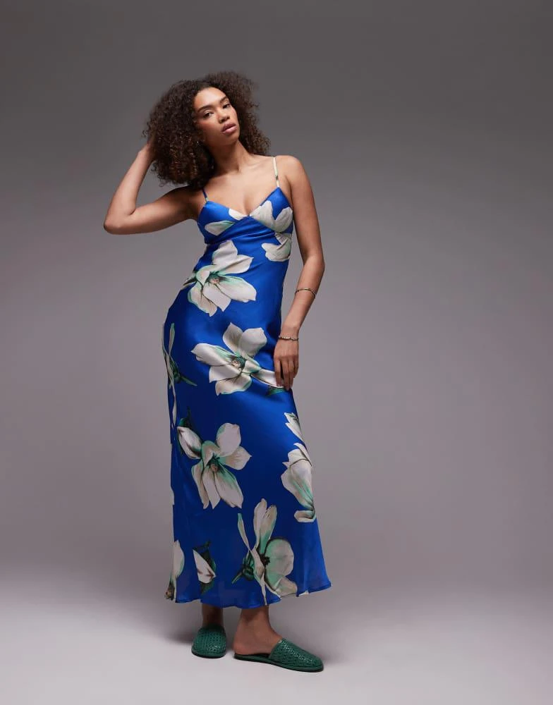 cobalt blue satin maxi dress Chi Chi London Women's Twist Bodice Satin Maxi Dress in Cobalt 10