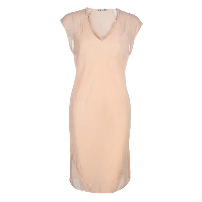 Alexander Wang T By Alexander Wang Peach Sheer Dress M 1