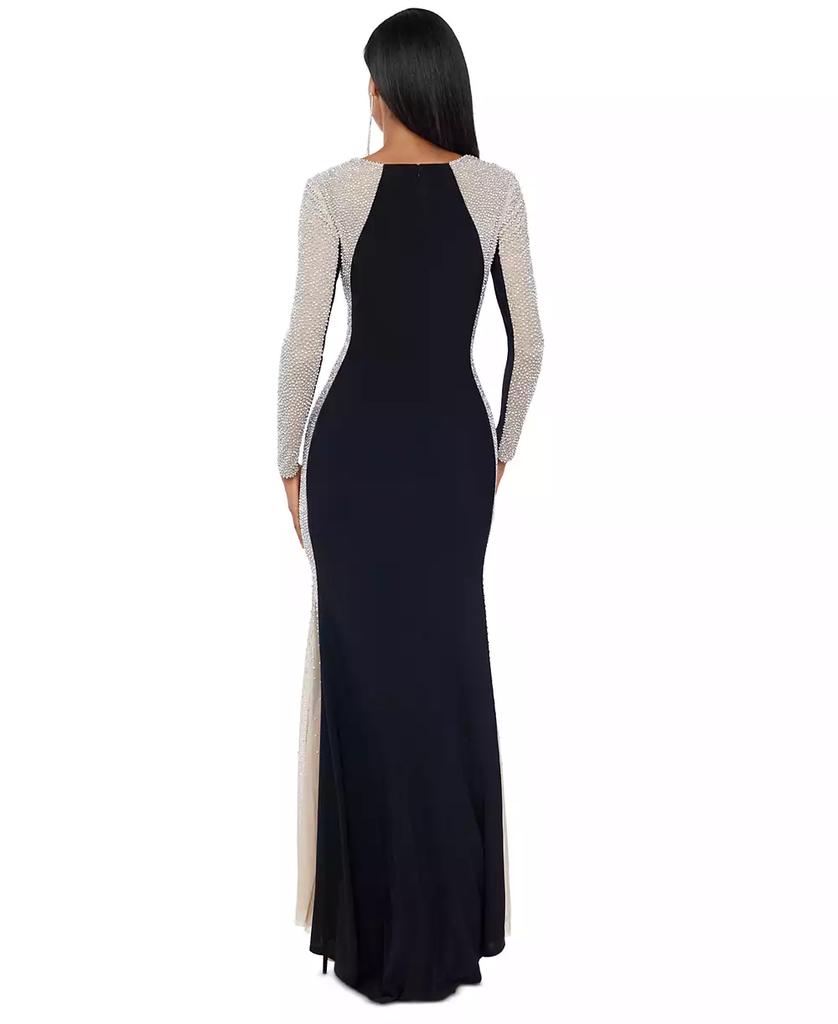 XSCAPE Embellished Colorblocked Gown