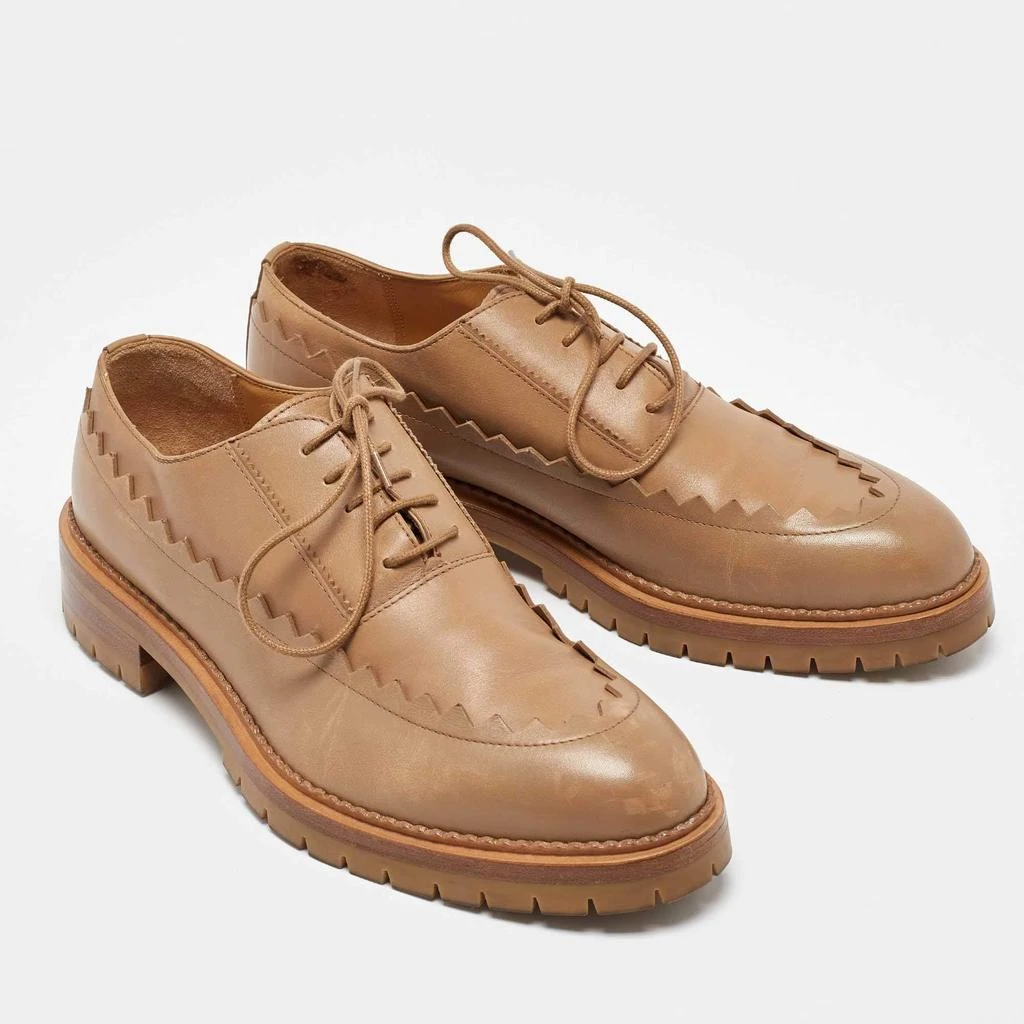 Shop Hermes Camel Brown Leather Puzzle Lace up Oxfords Size  display picture 3