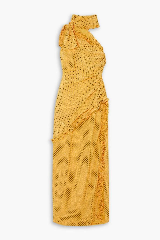 Alessandra Rich One-shoulder polka-dot silk crepe de chine maxi dress 1