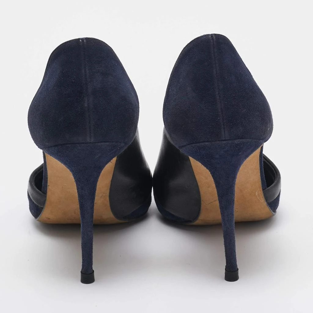 Manolo Blahnik Manolo Blahnik Navy Blue/Black Suede and Leather D'orsay Pumps Size 36 5