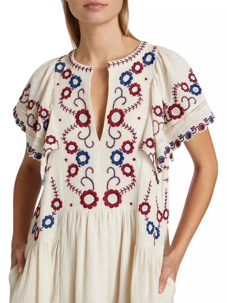 Sea Soren Cotton Floral-Embroidered Minidress 6